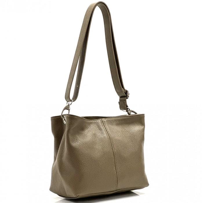 Taupe Leather Tote Bag: Urban Chic Crossbody Shoulder Bag