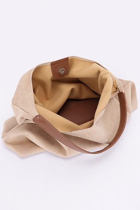 Soft Suede Hobo Bag with Pouch in Lux Vegan Leather