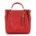 Classic Red Pebbled Leather Tote Bag,Handmade in Italy Free Shippng to the US