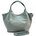 Cornflower Blue, Pebbled Full Grain Leather Tote, Handmade in Italy,  Free Shipping, Gift With Purchase
