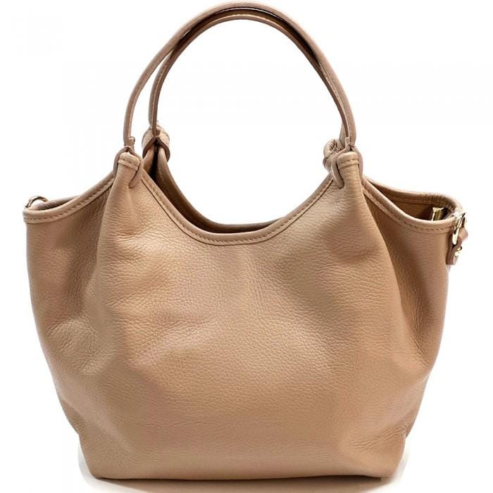 Sea green full-grain leather Tote with Adjustable Shoulder Straps, Handmade in Italy. Gift With Purchase. Surprise!