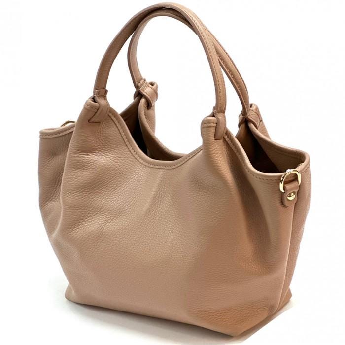 Sea green full-grain leather Tote with Adjustable Shoulder Straps, Handmade in Italy. Gift With Purchase. Surprise!