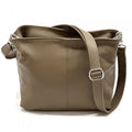 Taupe Leather Tote Bag: Urban Chic Crossbody Shoulder Bag
