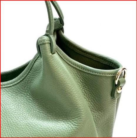 Light Green Pebbled Leather Tote Bag: Italian Leather, Minimalist Design