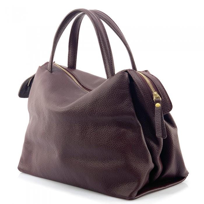 Camel Pebbled Leather Tote Bag, Handmade Italian Shoulder Bag