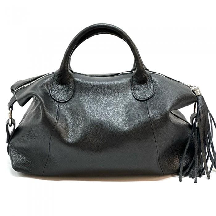 The Italian Way of Travel. Pebbled, Natural Grain Leather Satchel in Black or Taupe.