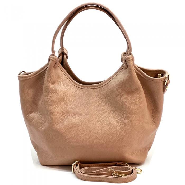 Sea green full-grain leather Tote with Adjustable Shoulder Straps, Handmade in Italy. Gift With Purchase. Surprise!