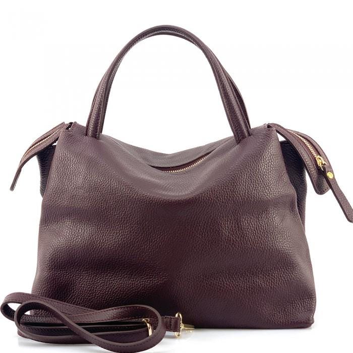 Camel Tote or Shoulder Bag Made in Italy from Premium Pebbled Leather, Free Shipping