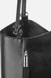 Handmade Italian Leather Convertible Tote Backpack - Polished Black