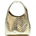 Lux Handmade Quilted Leather Hobo Bag in Metalic Gold, Made in Italy, Free Shipping
