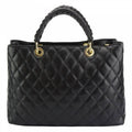 Quilted, Diamond Shape, Leather Tote, Made in Italy, Free Shipping to the US