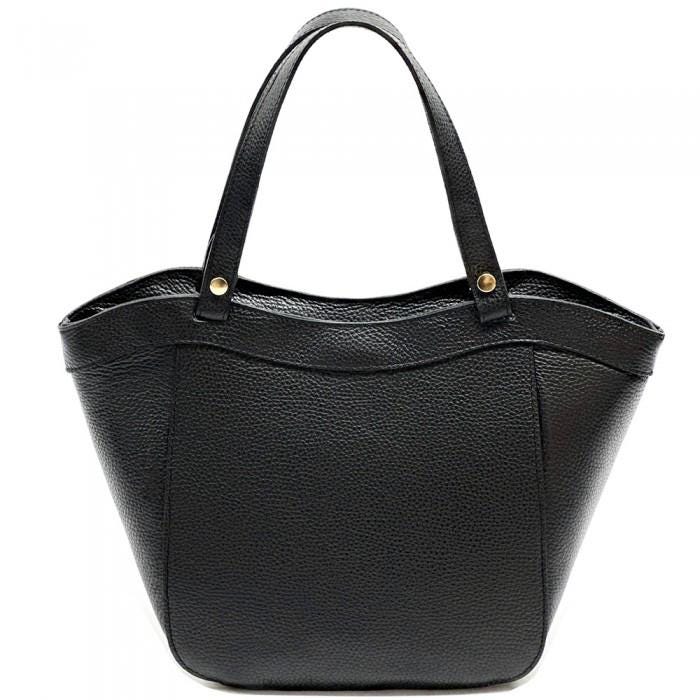 Luxury Trapezoid Tote Bag in White or Black. Soft Texture, Full Grain Italian Leather. Our finest quality. Handmade in Italy.  Free Shipping