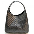 Metallic Black Leather Hobo Bag Handmade in Italy, Crossbody or Handheld,  Free Shipping