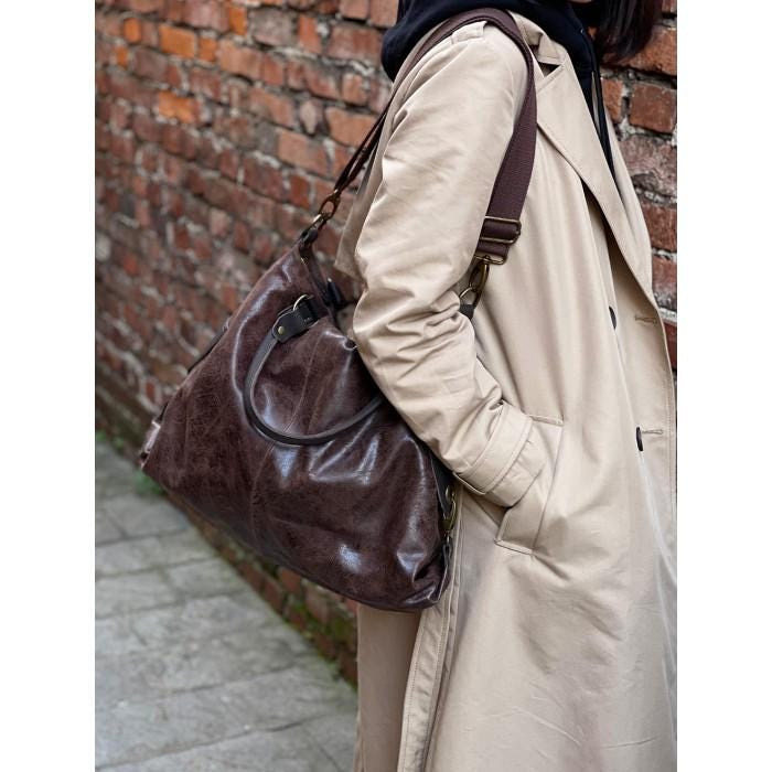 Slouchy, Black Leather Hobo Tote Bag Handmade in Italy, Free Shipping