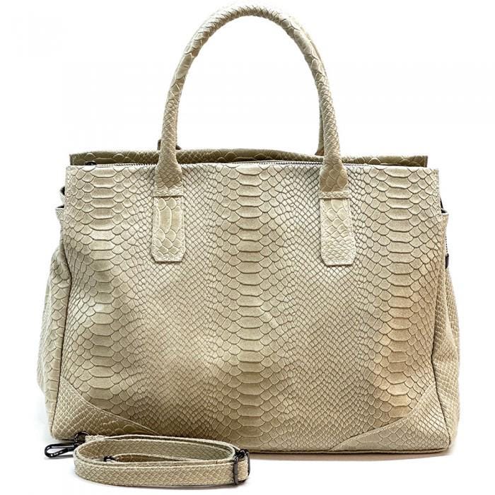 Python Printed Luxurious Leather Tote Bag, Unique and Bold Design, Handmade in Italy