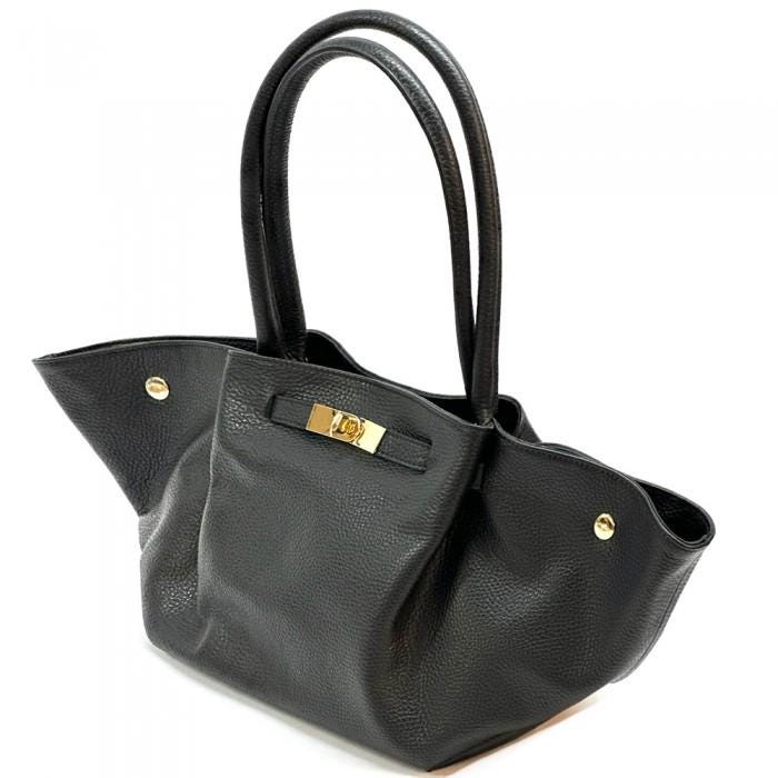 Expandable Leather Tote Bag, Slouchy or buttoned Up! Handmade in Italy
