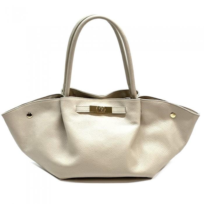 Expandable Leather Tote Bag, Slouchy or buttoned Up! Handmade in Italy