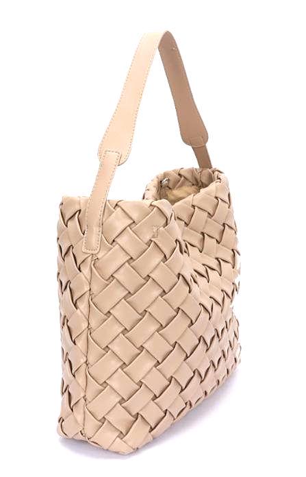 Indispensable Woven Black Faux Leather Tote with Pochett