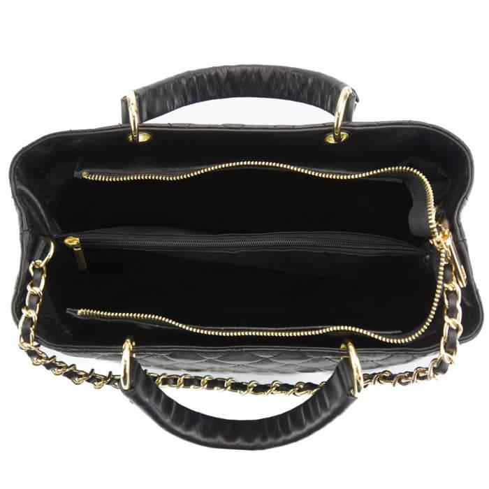 Quilted Black Leather Handbag,