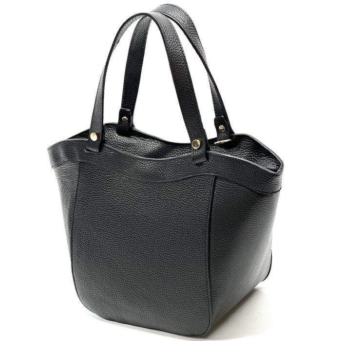 Luxury Trapezoid Tote Bag in White or Black. Soft Texture, Full Grain Italian Leather. Our finest quality. Handmade in Italy.  Free Shipping