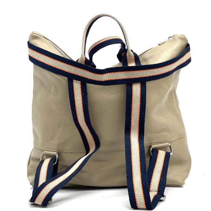 Italian Leather Tote Backpack: Handmade Tricolor Strap Bag