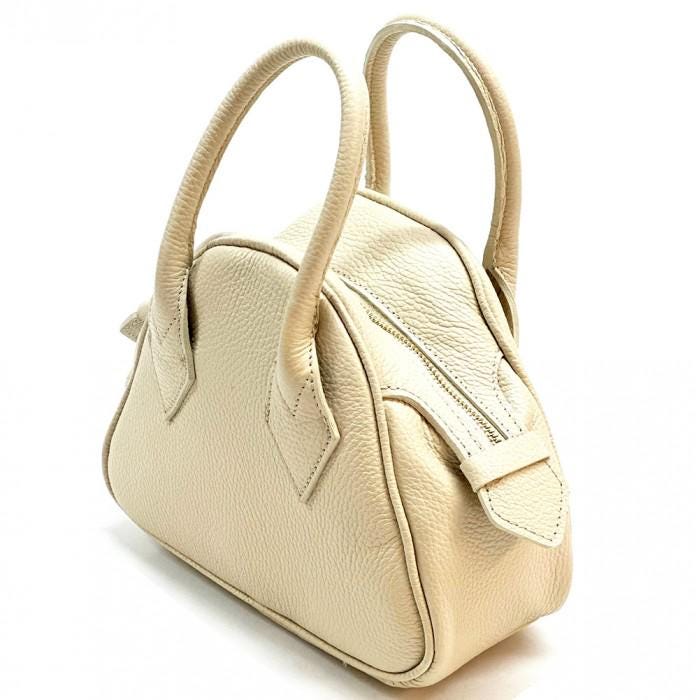 Classic Mini Handbag in Pebbled Leather, Made in Italy,  Free Shipping