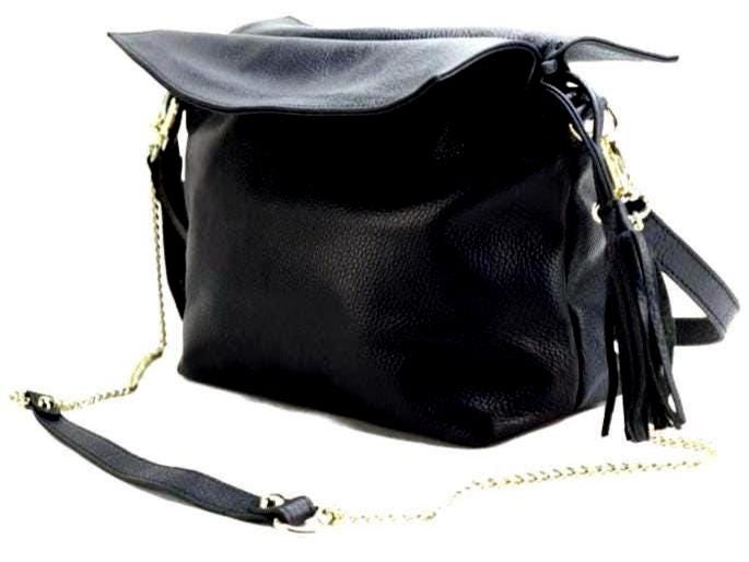 Essential Bum Bag, Soft Structured, Black, Pebbled Leather, Made in Italy, Free Shipping to the US