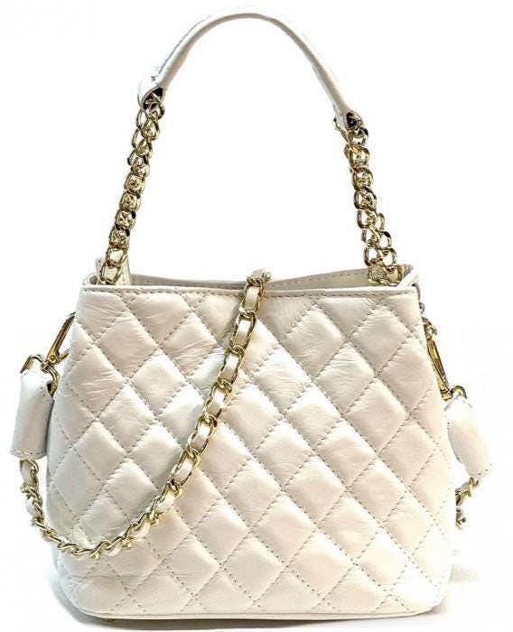 Quilted Leather Tote Bag, Made in Italy, Free Shipping