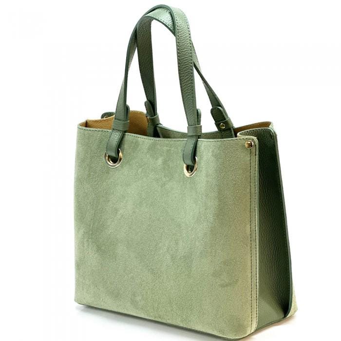Italian Suede and Leather Tote Bag: Handmade Classic Design