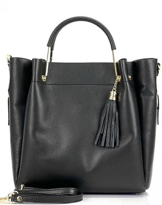 Handmade Pebbled Leather Tote Bag: Italian Craftsmanship, Free US Shipping