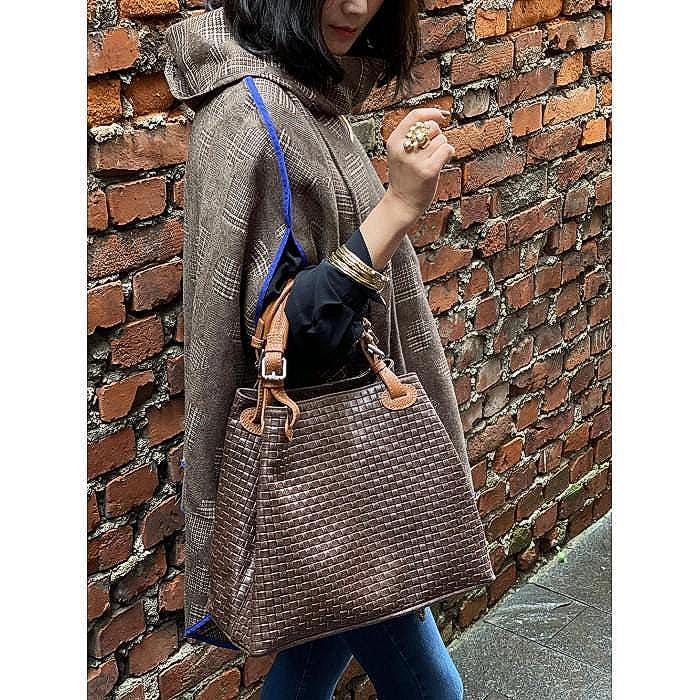 Hobo Bag, Full Grain, Stamped Woven Leather, Handmade in Italy. Free Shipping,