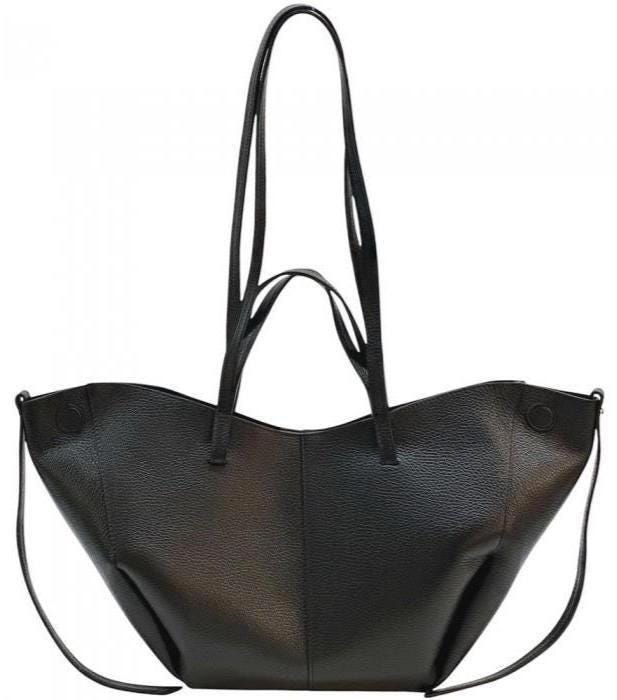 Pebbled Leather Tote Bag plus Pouch, Handmade in Italy, Free Shipping to US