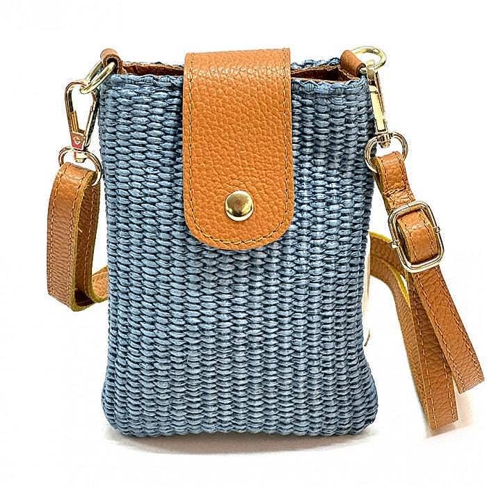 Raffia and Leather Crossbody Bag, Made in Italy, Free Shipping