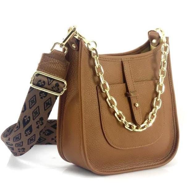 Classic Shoulder Bag with Chain and Adjustable Cloth Strap, Made in Italy, Free Shipping