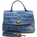 Messenger Bag, Handheld or Crossbody, Stamped Leather, Handmade in Italy, Free Shipping