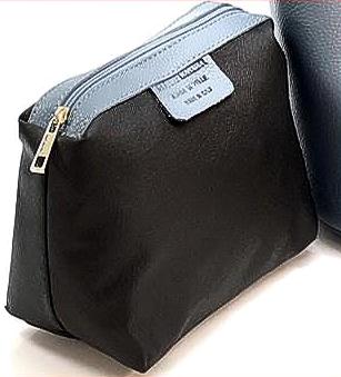 Stone Blue Leather Bucket Bag with Pochette - Handmade in Italy