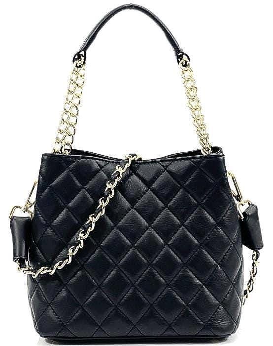 Quilted Leather Tote Bag, Made in Italy, Free Shipping