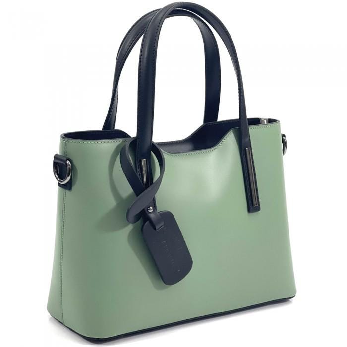 Full-grain, Saffiano Leather Tote with Contrasting Trim. Handmade in Italy, Free Shipping to the USA.