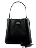 Timeless Elegance of Black Polished  Leather.  Tote Bag.  All Occasions. Handmade in Italy. Free Shipping