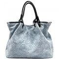 Embossed Leather Tote Bag: Slouchy Italian Shoulder Bag