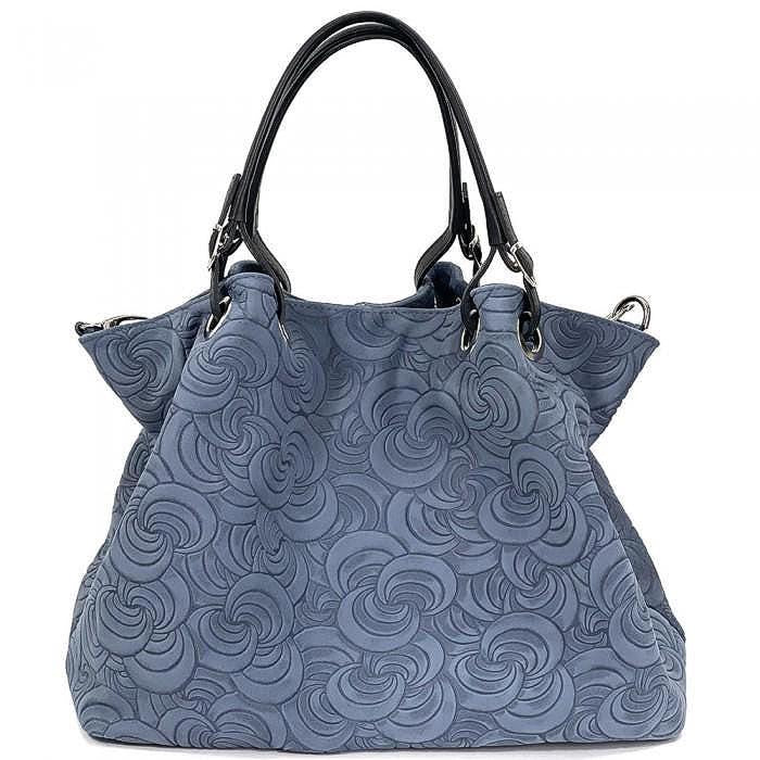 Embossed Leather Tote Bag: Slouchy Italian Shoulder Bag