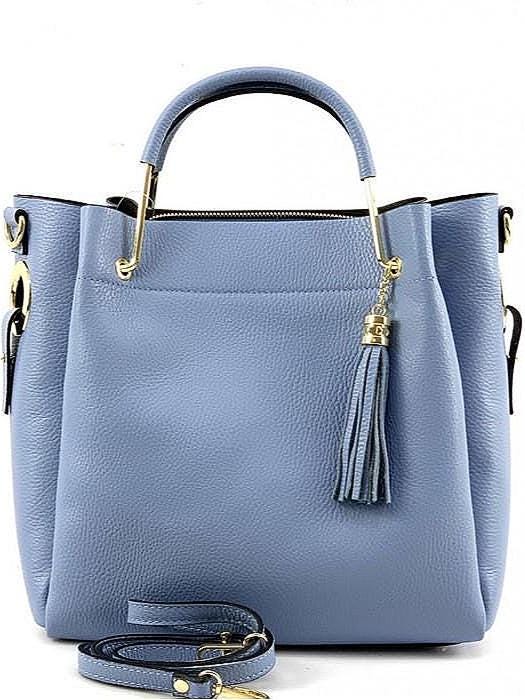 Classic Pebbled Leather Tote Bag, Handmade in Italy, Free Shipping to the US
