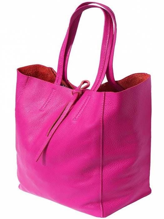 Essential Leather Tote in Hot Pink, Tan or Creme. Handmade in Italy, Free Shipping to the US