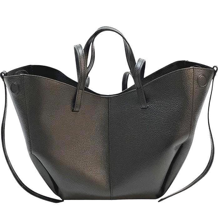 Pebbled Leather Tote Bag plus Pouch, Handmade in Italy, Free Shipping to US