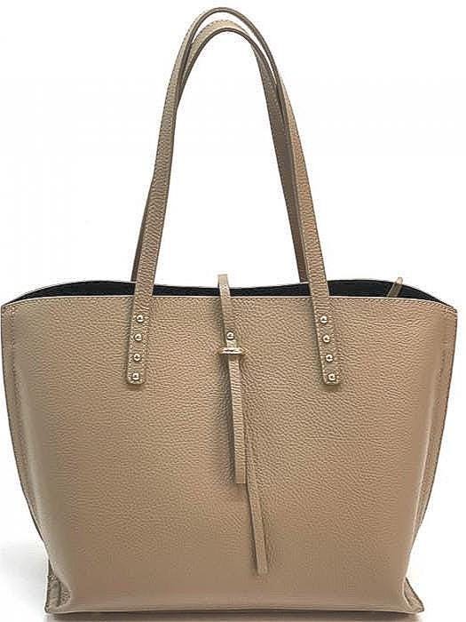 Pebbled Leather Shopping Tote: Handmade Italian Leather Bag