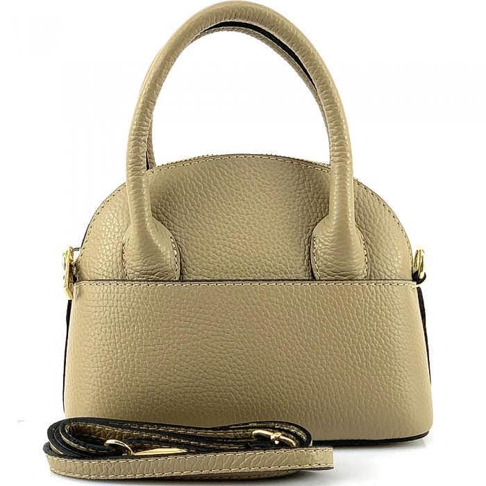 Mini Shell Bag: Pebbled Leather Handbag, Handmade in Italy