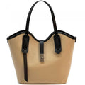Pebbled Italian Leather Tote Bag: Scalloped Design, Handmade in Italy