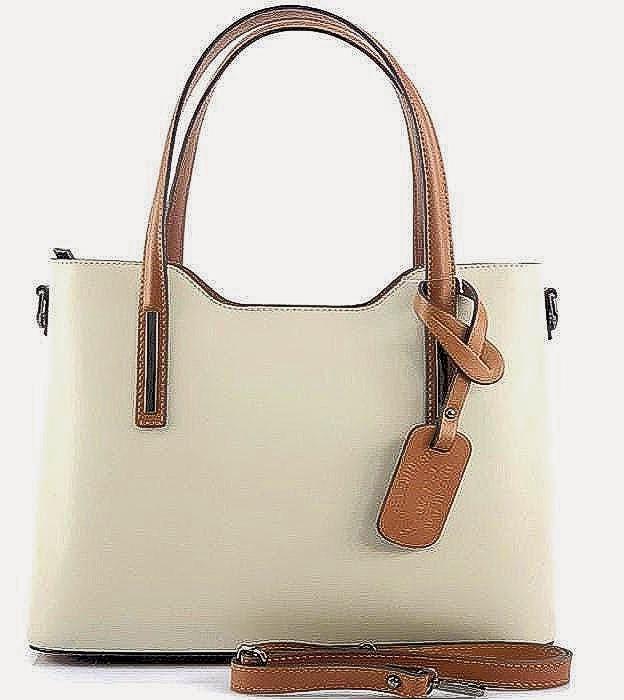 Saffiano Leather Tote with Contrasting Trim. Handmade in Italy, Free Shipping to the USA.