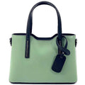 Full-grain, Saffiano Leather Tote with Contrasting Trim. Handmade in Italy, Free Shipping to the USA.