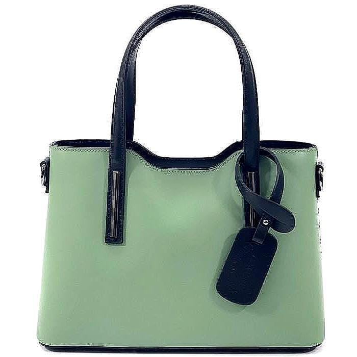 Saffiano Leather Tote with Contrasting Trim. Handmade in Italy, Free Shipping to the USA.